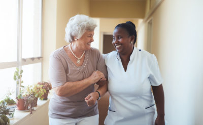 senior woman with caretaker